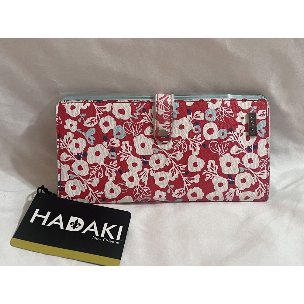 Vegan Leather Hadaki Travel Wallet- Berry Blossom Red